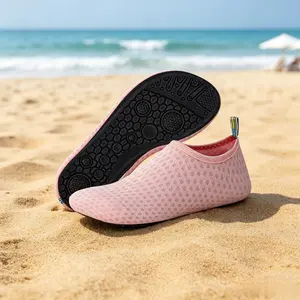 Kids Water Shoes Barefoot Aqua Socks - Lightweight Breathable Quick Dry Non-Slip Rubber Sole, Beach Pool Swim Shoes for Boys Girls Toddler, Summer Outdoor Stream Hiking Water Sports, Pink Rose Red Blue Purple Solid Color Unisex