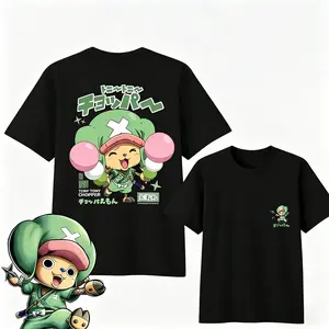 One Piece Tony Tony Chopper Graphic T-Shirt, 2026 Summer Retro Acid Washed Cotton Tee, Y2K Hip Hop Streetwear, Casual Short Sleeve Loose Top, Trendy Unisex Apparel for Kids, Men and Women, Classic Anime Fan Daily Outfit