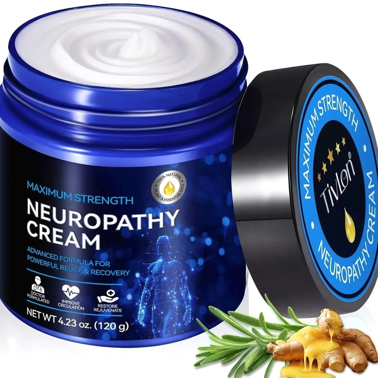 Nerve Relief Cream & Natural Ingredients – Soothing Foot & Hand Cream for Nerve Discomfort, Tingling & Burning Sensations – Fast-Absorbing Moisturizing for Men & Women – 4oz (120g)