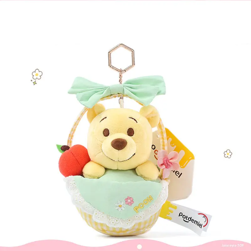 Disney Winnie the Pooh Spring Limited Edition Animals Keychain Decor - Cute Collectible Pendant, Ideal Gift for Pooh Fans, Honey Bear in Floral Basket for Bags, Keys, Cartoon Keychains, Character Figurine Keychains