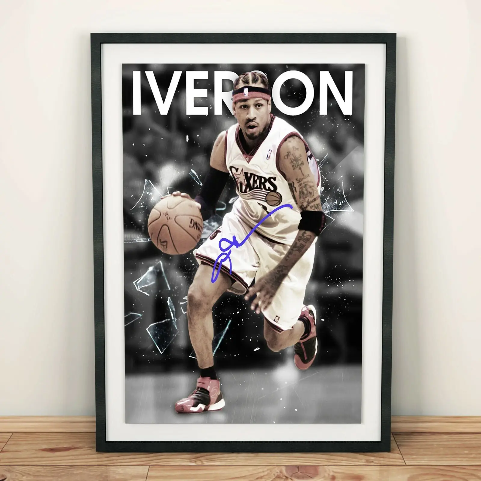 Allen Iverson Philadelphia 76ers NBA Autographed Poster Print. Perfect Gift