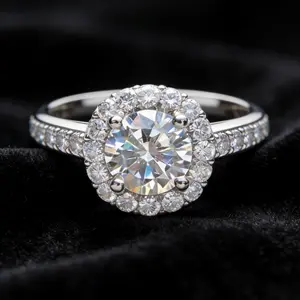2CT Round Cut Moissanite Engagement Ring for Women, nd, Luxury Sparkling Promise Ring, VVS1 D Color Simulated Diamond Bridal Ring, Hypoallergenic Timeless Jewelry, Perfect Gift for Her, Anniversary, Valentine's Day, Wedding, Engagement, Daily Wear