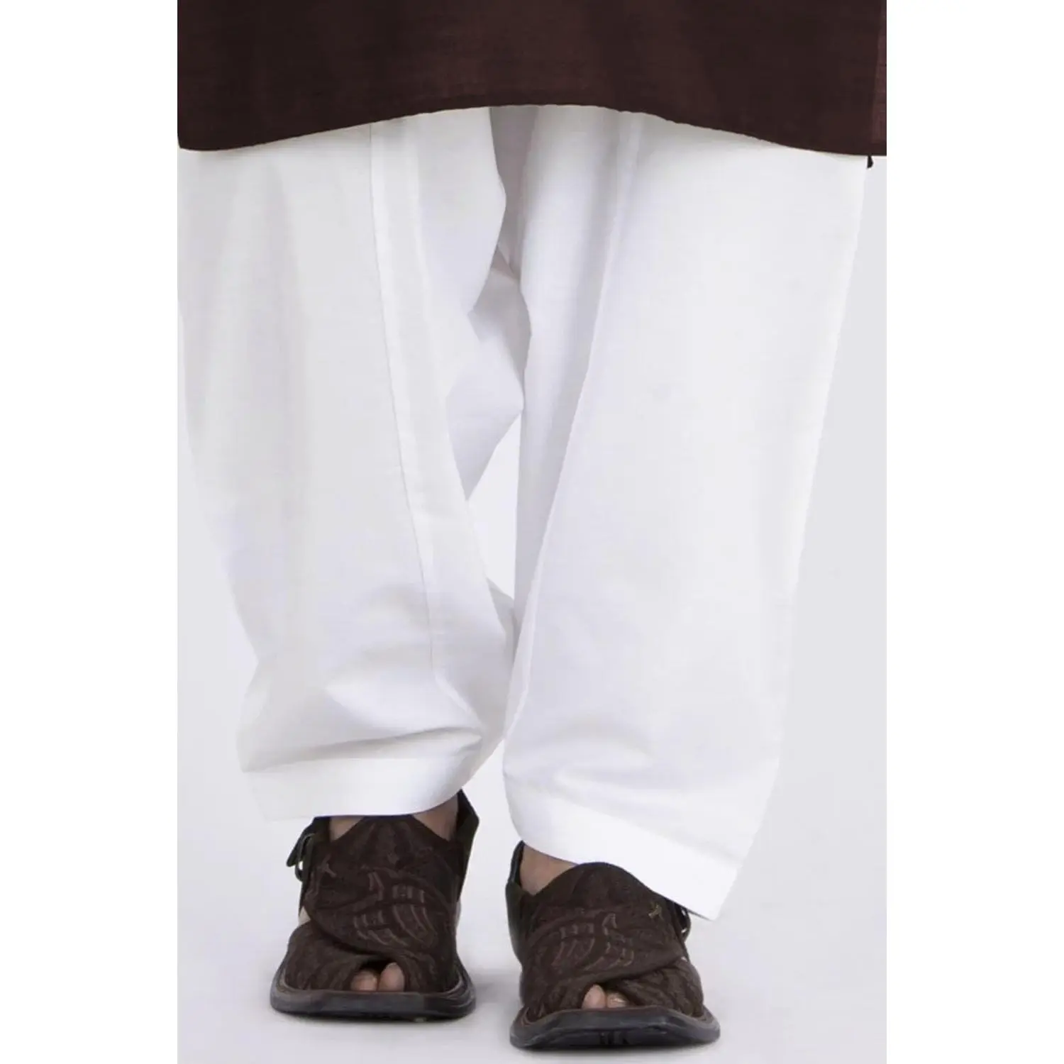 Classic Traditional Shalwar for Men, 100% Soft Cotton Pants, Breathable White Fabric for Comfortable Menswear, Trouser, Casual