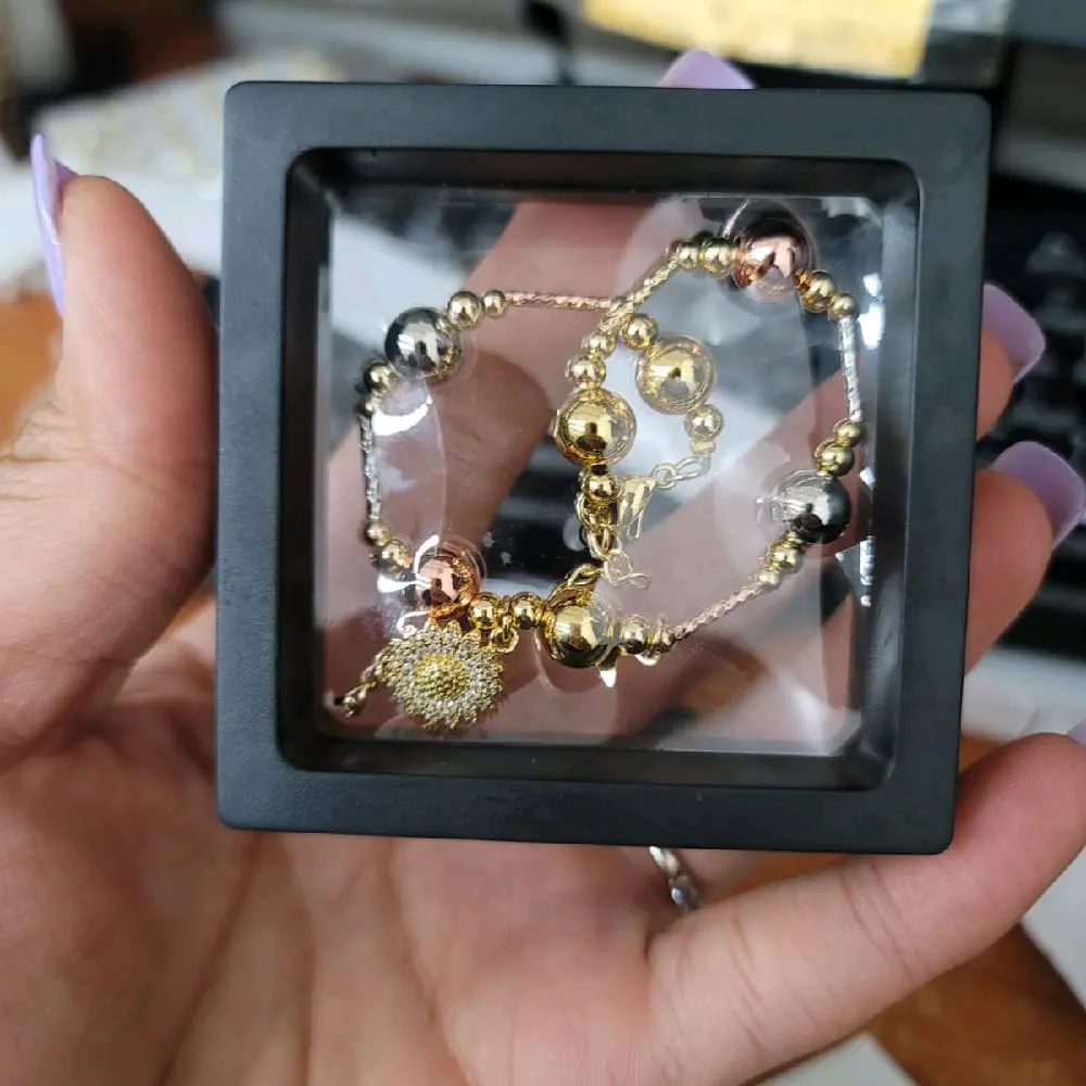 Staple Steel Beautiful Women Bracelet 3-Tone with Gold Accents and Decorative Elements