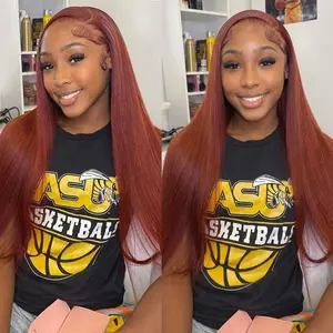 Bling Hair Reddish Brown Straight Lace Front Wig Human Hair 180 Density Copper Brown Ginger Glueless Brazilian Virgin Hair Pre Plucked Natural Hairline for Women summerwins