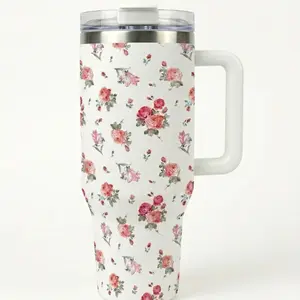 Mother's Day Collection 40oz Insulated Tumbler with Handle & Straw,Aesthetic Floral Stainless Steel Coffee Cup, 2026 Graduation Gift for Her, Cute Easter Gift,Portable Leakproof Car Thermos, Vibrant Spring Flower Garden Party Decor,Mother's Day Gift
