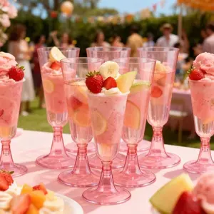 25 Pack Lightweight Pink Cups Reusable for Dessert & Drinks