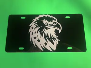 Laser Engraved Patriotic Eagle Head License Plate