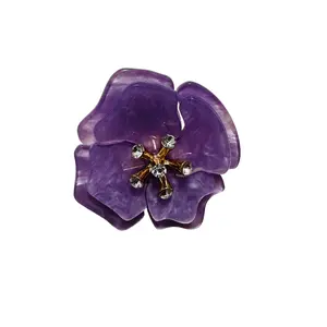 Swirled Lavender Lucite Rhinestone Pop Flower Statement Ring