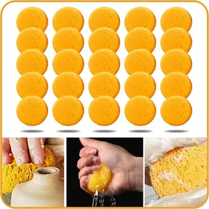 25 count Pottery Sponges for Clay, Clay Sponge 2.5inch, Sponge for Cleaning Sponge Horse Bridle, Round Sponge, Clay sponges for Pottery, for Kitchen Sponge Shoes Leather Care