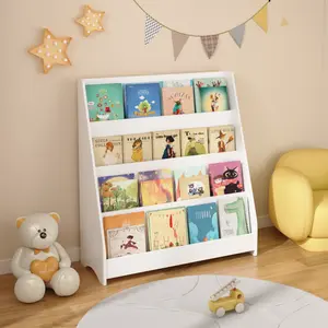 4-Tier Kids Bookshelf Toddler Book Display Shelves Helps Keep Bedrooms, Playrooms and Classrooms Organized