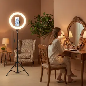 10"  Selfie Light with 160cm Tripod Circle LED Fill Dimmable Lamp  You can take Photos, Record Video, Makeup/Stream/YouTube Video/TikToklive Broadcast and so on desktop holder