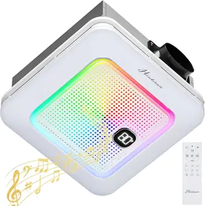 Bathroom Exhaust Fan with Bluetooth Speaker, 230 CFM 1.0 Sone Bathroom Exhaust Fan with Light, 3 Dynamic Light, 7 LED Color, 3 Color Temperatures, Nightlight,Remote, Easy Install (Ivory)