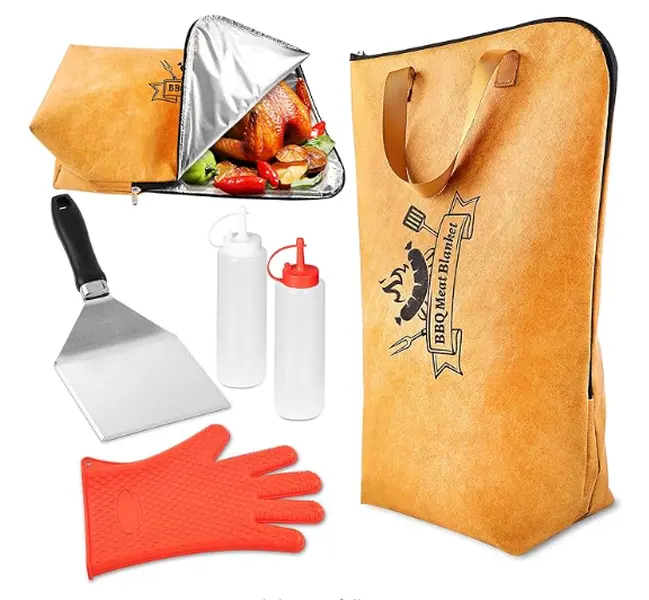 Romanticist 5-in-1 Sturdy BBQ Grill Accessories Set with Silicone Insulated Meat Resting Blanket, Heavy Duty Spatula - Ideal for Brisket, Turkey, Pork Shoulder, Outdoor Barbecue, Father's Day Gift