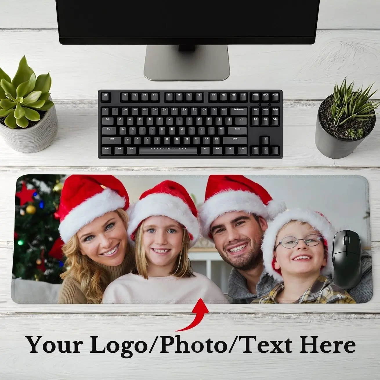Custom Photo Desk Mat, Personalized Family Mousepad, Large Gaming Mousepad
