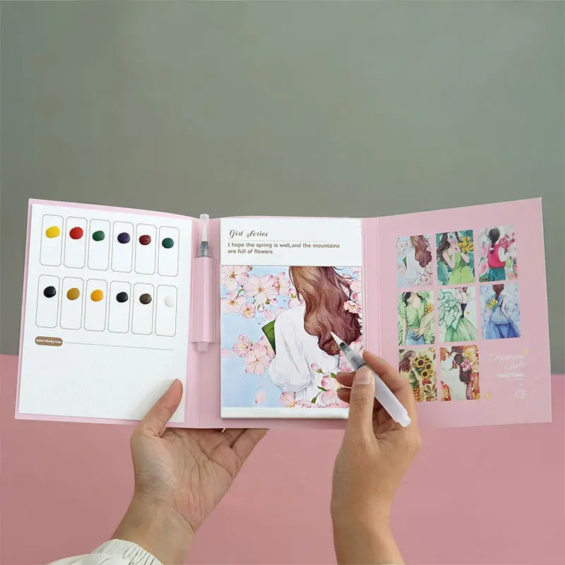 Creative Tri-Fold Watercolor Sketch Book, Adult Coloring Book, Fun Doodling Notebook, Perfect Gift for Birthdays, Holidays, New Year, Valentine's Day, Ramadan