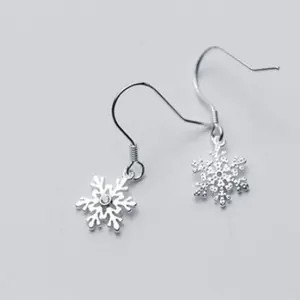 Sterling Silver Dangling Snowflake Earrings