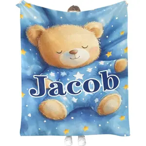 Personalized Blanket with Name - Custom Soft Plush Flannel Blanket for Newborn Baby Infant, Toddler, Boy & Girl | Ideal for Baby Shower, Easter, Christmas Birthday Gifts