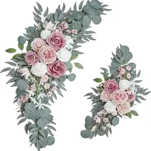 High-End Wedding Archway Flower Welcome Decoration Set, Artificial Flowers Outdoor Arrangement, Two-Piece Set Factory Direct Sale, Artificial Flowers For Outside