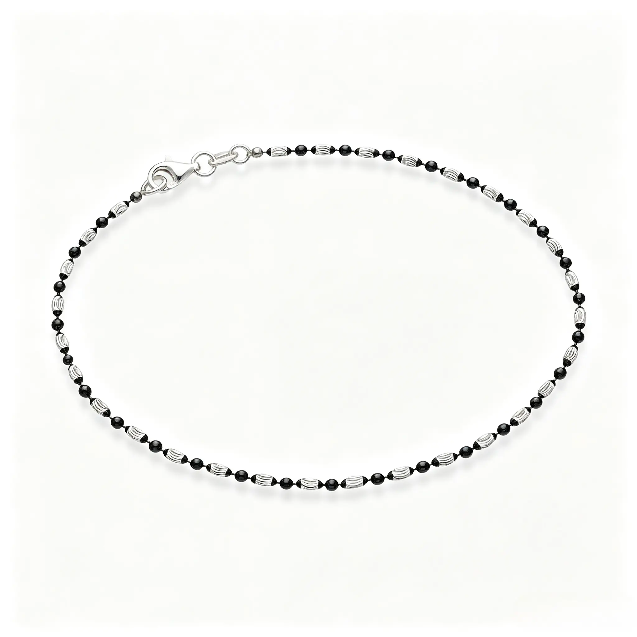 Miabella Women's Italian 925 Sterling Silver Dainty Rice-Bead Adjustable Lobster Clasp Anklet, Summer Beach Foot Jewelry