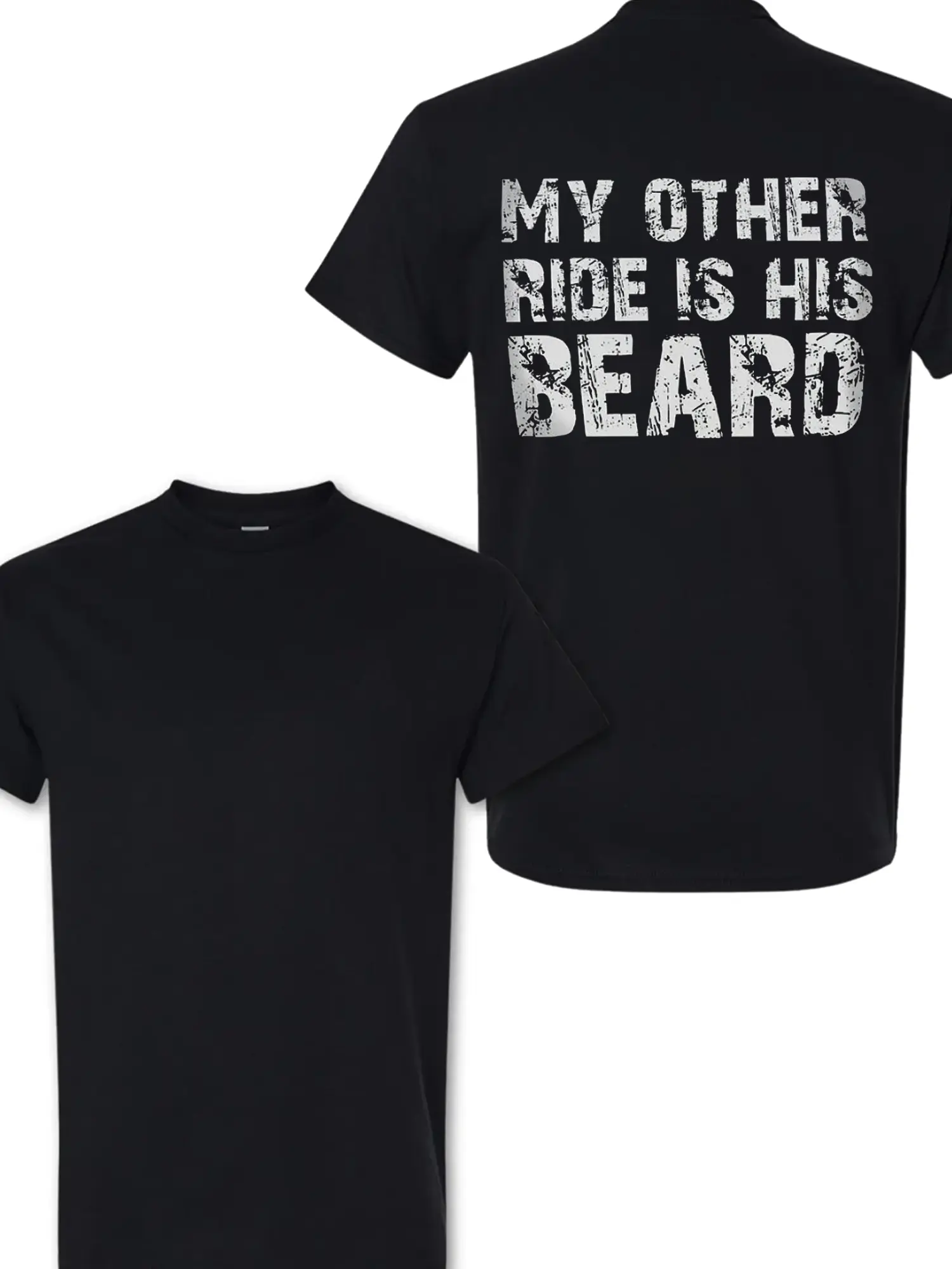 [Made in USA] My Other Ride Is His Beard T-Shirt - Funny Couple Graphic Tee, Beard Lover Shirt, Unisex Gift