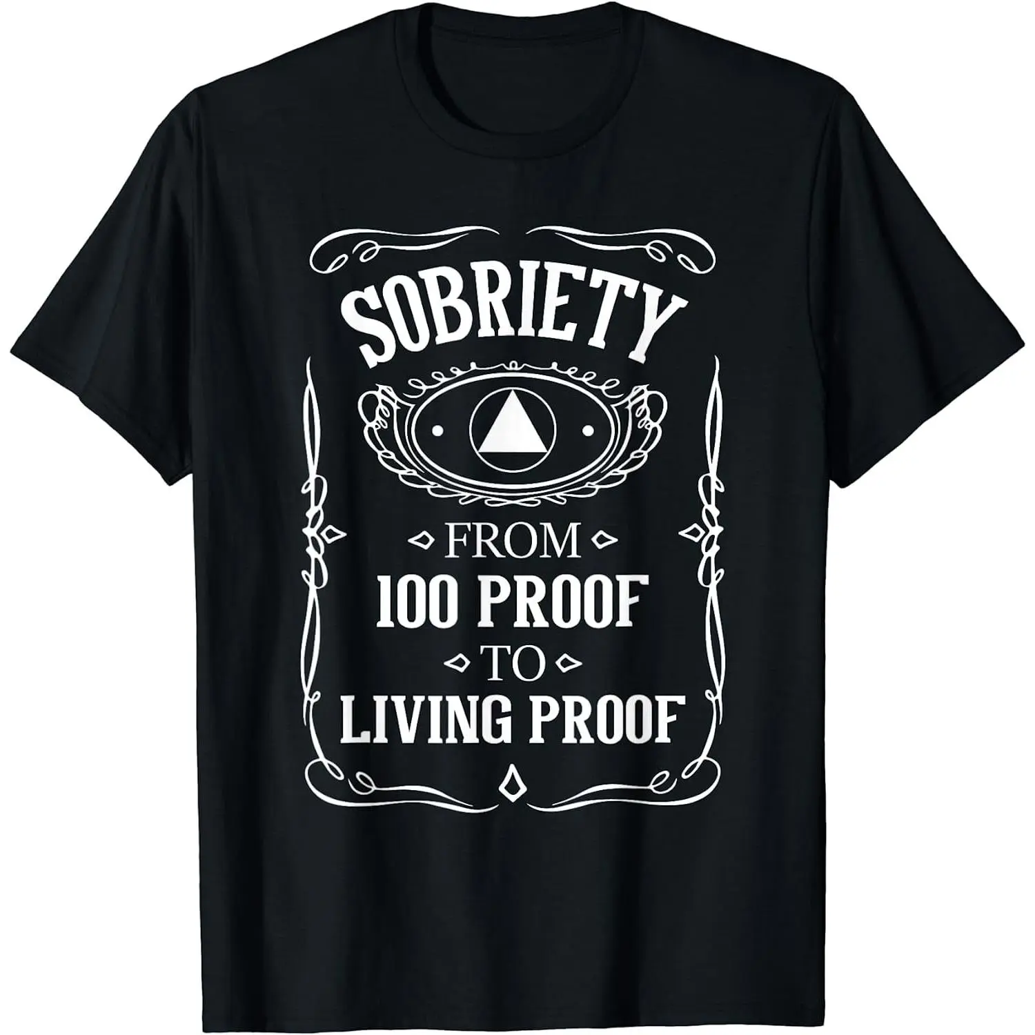 Vintage Cotton Graphic T-Shirt, Relaxed Fit Short Sleeve "Living Proof" Top for Men and Women, Sobriety Anniversary Recovery Gift, Tshirt, Shortsleeve, Menswear, Distressed, Round Neck, Soft