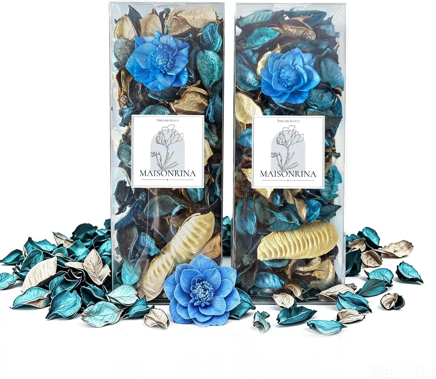 Summer Potpourri Bags,Blue Potpourri Bowl Filler,Ocean Scented Decorative Dried Flower,Coastal Beach Bathroom Vase Decor(10.5 oz/2 Packs)
