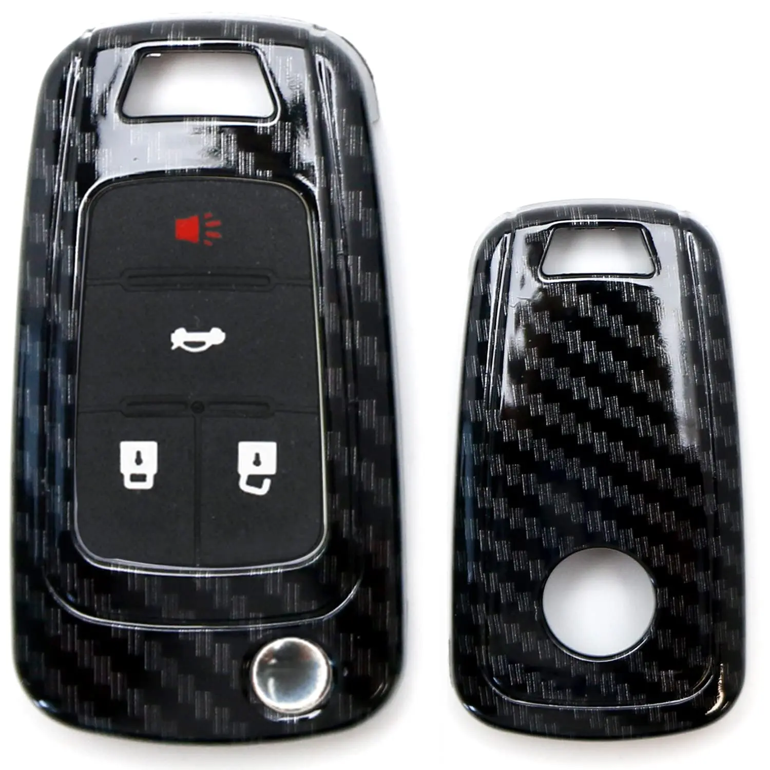 iJDMTOY Glossy Black Carbon Fiber Pattern Smart Key Fob Shell Cover For Chevy Camaro Cruze Malibu SS Spark Volt, For GMC Terrain 3 4 5 Buttons Folding Key Fob