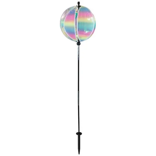 In the Breeze Iridescent Gazing Ball Wind Spinner 6 Panels Reflective Outdoor Décor for Gardens Yards Patios