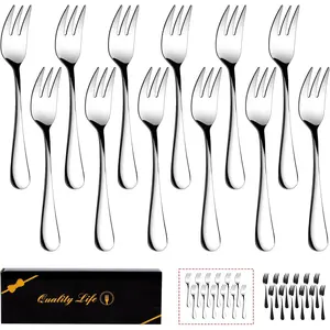 Dessert Forks Set of 12 5.5Inches Stainless Steel Cocktail Appetizer Small Fruit Salad Forks for Party Hotel Restaurant Dishwasher Safe