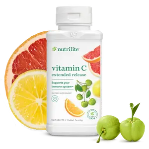 Nutrilite Vitamin C Extended Release Tablets 60/180 Acerola Cherry Supplement for Daily Immune Support Non-GMO Dietary Wellness Routine Healthcare - Edible, Natural