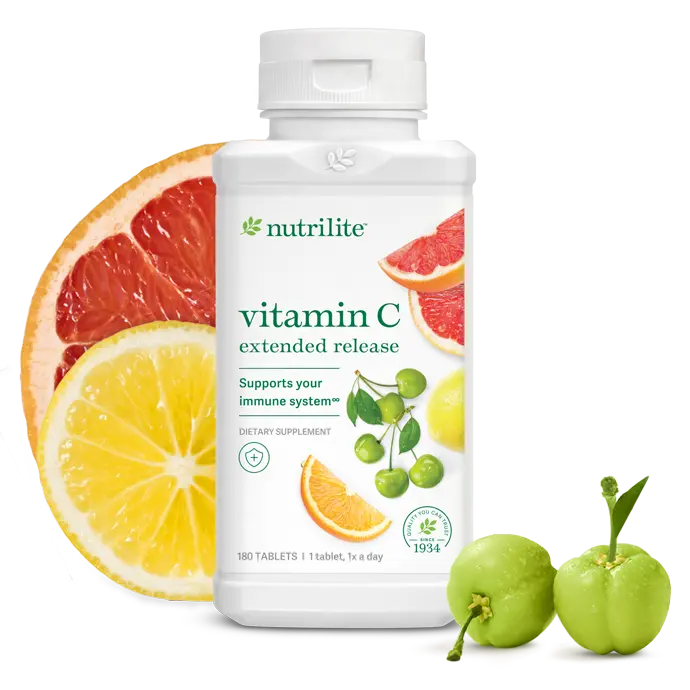 Nutrilite Vitamin C Extended Release Tablets 60/180 Acerola Cherry Supplement for Daily Immune Support Non-GMO Dietary Wellness Routine Healthcare Edible Natural - Optimum, Fitness