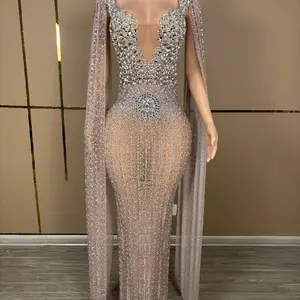 Ethereal Grace Embellished Formal Gown for Women - Womenswear rhinestone dress