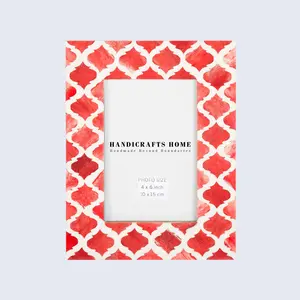 Picture Frame Moroccan Pattern Red & White 4x6 Inch