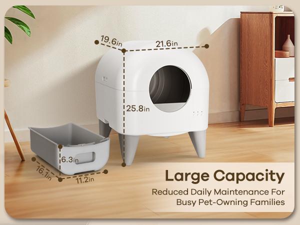 95L Automatic Self-Cleaning Cat Litter Box with App Control Safety Sensors Removable Liner & 2 Garbage Bags Odour Control Ultra-Quiet Operation