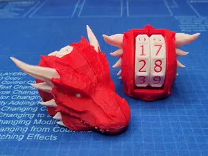 Dragon Life Counter | 3D Printed Tabletop Tracker (00-99) for MTG & D&D