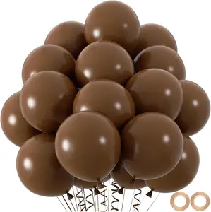 100 count Dark Brown Balloons 12inch Neutral Brown Party Latex Balloons for Birthday Bear  Shower Boho Wedding Party Decoration (with 66ft Ribbon)