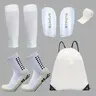 Youth 5-Piece Black Sports Set (Size M, Suitable for Ages 7–12) - Football Gear Soccer Accessories with Self-Adhesive Shin Guards, Socks, Bandages, Carry Bag for Easy Transportation, Comfortable Fit, Injury Prevention Training