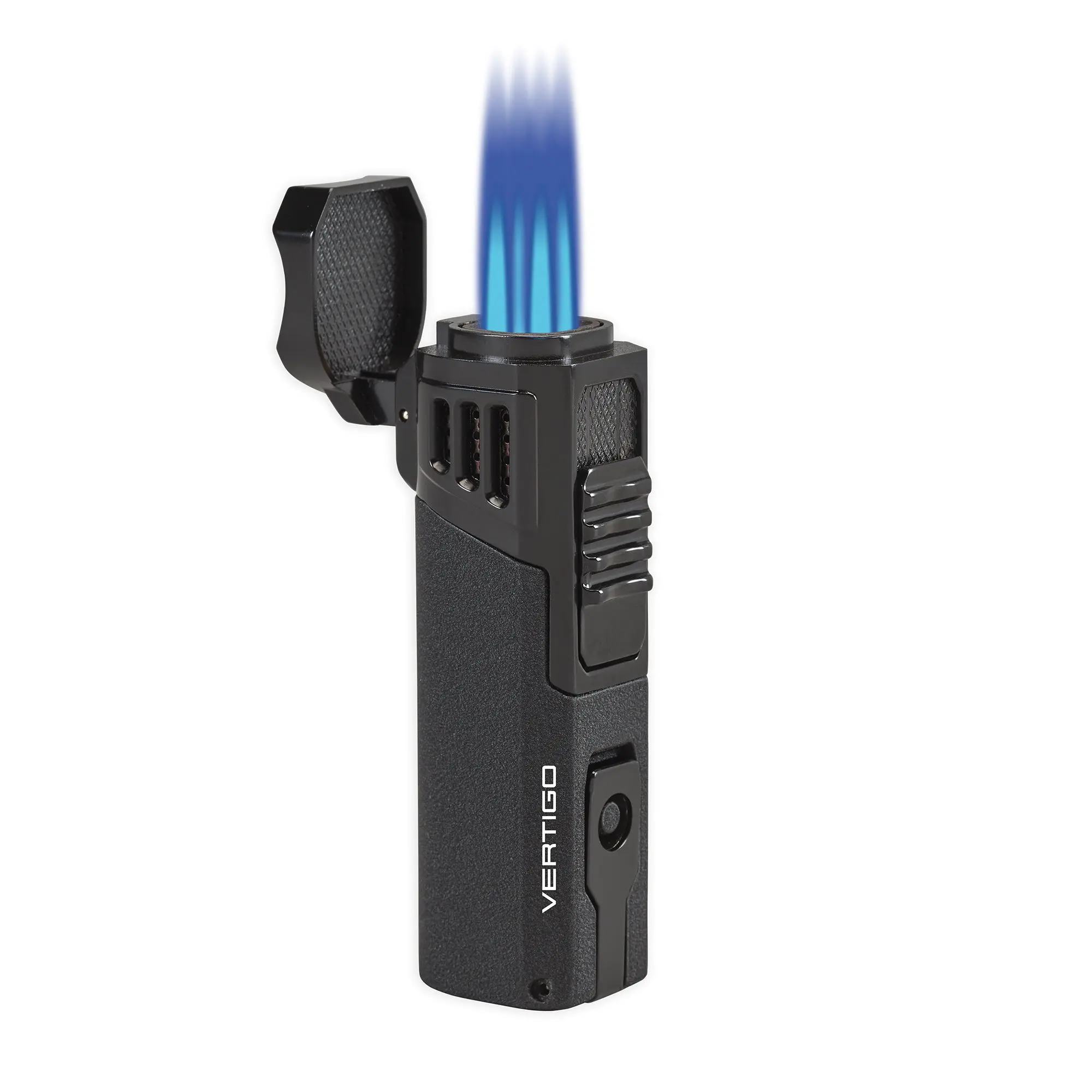 Vertigo Crown Quad Flame Torch Lighter All-Metal Construction Quad Wind-Resistant Flames Extra-Large Fuel Tank Free-Standing Design for Easy Use