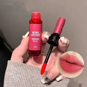 Red wine bottle lip glaze is not easy to stick to the cup - matte velvet - low saturation lipstick - makeup lip gloss - Cosmetic