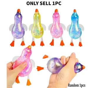 Glowing Duck Stress Relief Toy, Tpr Material, Random Color, Soft Squeeze Fidget Toy, Portable Anxiety Relief, Unisex Toy, Squishy Fidgets