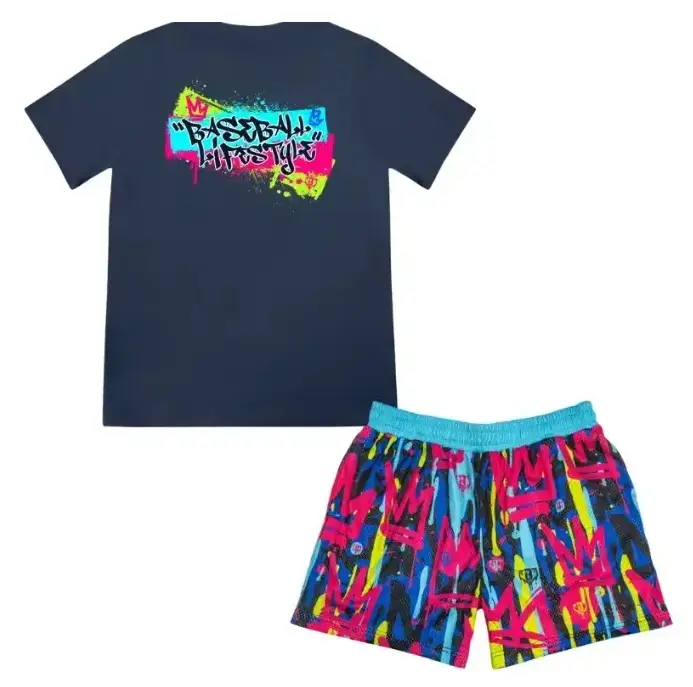 Baseball Lifestyle 101 - Graffiti Crown Set | Youth & Adult Tee & Mesh Shorts
