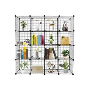16 Wire Cube Storage Origami Shees Metal Grid Multifunction Sheing Unit Modular Cubbies Organizer Bookcase  Garage Storage