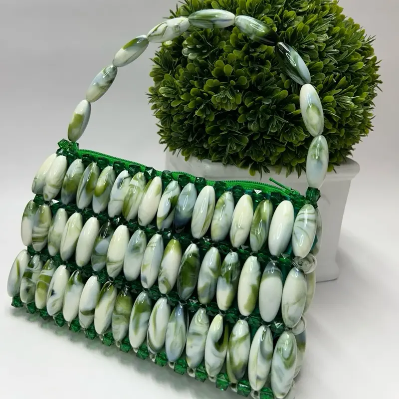 Candy Pop Beaded Bag for Outings and Occasions - Beaded Design with Unique marble  Accents
