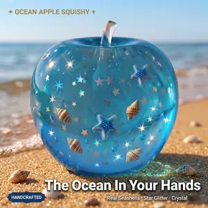 Viral Ocean Apple Squishy Clear Gel Seashell Star Slow Rise Stress Relief ASMR Sensory Fidget Squeeze Ball Butter Squishy Kawaii Collectible Anxiety Gift Satisfying Unboxing FYP outdoorfun toy