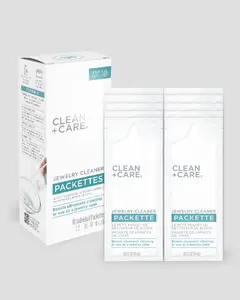CLEAN+CARE Jewelry Cleaner Packettes - Pre-Measured & Individually Packaged for Easy Ultrasonic Cleaning - Ideal for Fashion, Costume, Fine, and Antique Jewelry - Travel-Friendly Formula