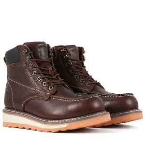 6in Mens Moc Toe Steel/Soft Toe Work Boots for Men,Comfortable Mens Safety Work Boots,Oil/Slip Resistant,Indestructible Steel Toe Shoes Industrial Construction Boot