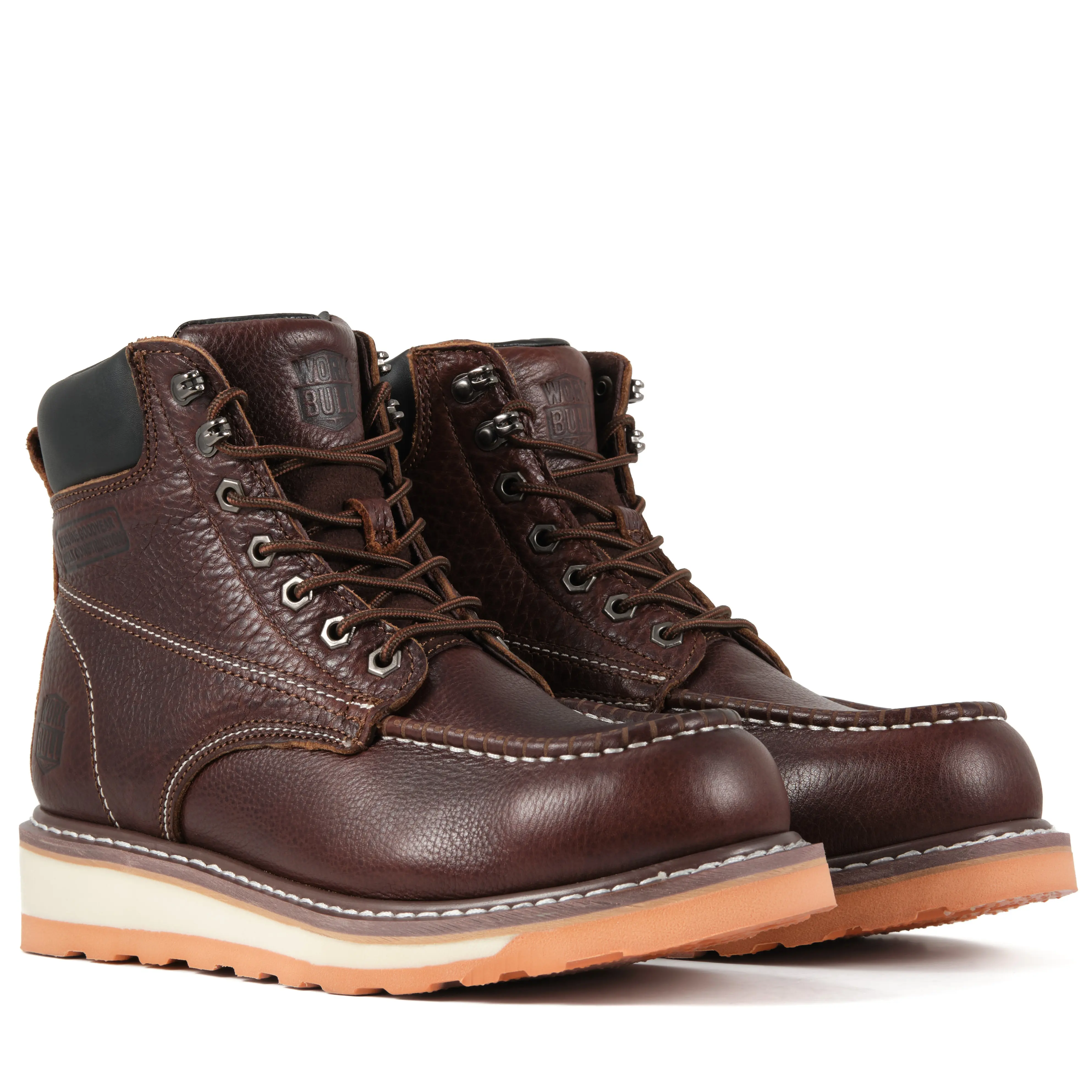 6in Mens Moc Toe Steel/Soft Toe Work Boots for Men,Comfortable Mens Safety Work Boots,Oil/Slip Resistant,Indestructible Steel Toe Shoes Industrial Construction Boot