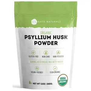 Kate Naturals Organic Psyllium Husk Powder — Fine Ground Fiber for Baking, Smoothies & Juice | Gluten Free, Non-GMO, Keto & Vegan Friendly (12oz, Resealable Bag)