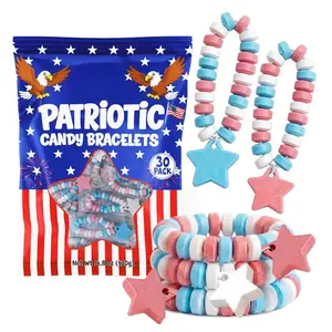30PCS Patriotic Candy Bracelets – 4th of July Party Favors & Parade Treats